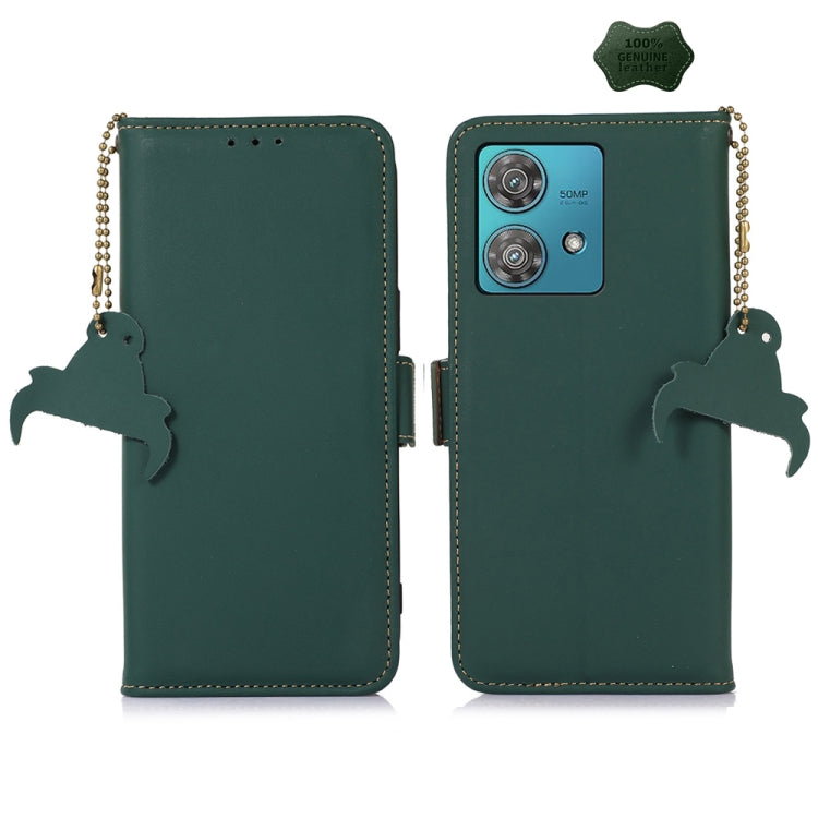 For Motorola Edge 40 Neo Genuine Leather Magnetic RFID Leather Phone Case(Green) - Motorola Cases by PMC TechLife | Online Shopping South Africa | PMC TechLife | Buy Now Pay Later Mobicred
