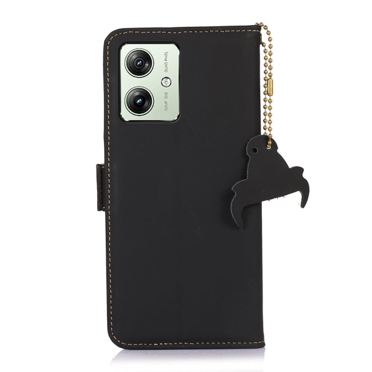 For Motorola Moto G54 5G Genuine Leather Magnetic RFID Leather Phone Case(Black) - Motorola Cases by PMC TechLife | Online Shopping South Africa | PMC TechLife | Buy Now Pay Later Mobicred