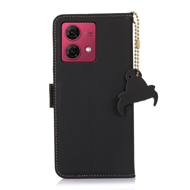 For Motorola Moto G84 5G Genuine Leather Magnetic RFID Leather Phone Case(Black) - Motorola Cases by PMC TechLife | Online Shopping South Africa | PMC TechLife | Buy Now Pay Later Mobicred
