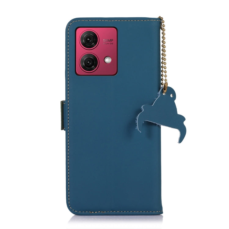 For Motorola Moto G84 5G Genuine Leather Magnetic RFID Leather Phone Case(Blue) - Motorola Cases by PMC TechLife | Online Shopping South Africa | PMC TechLife | Buy Now Pay Later Mobicred
