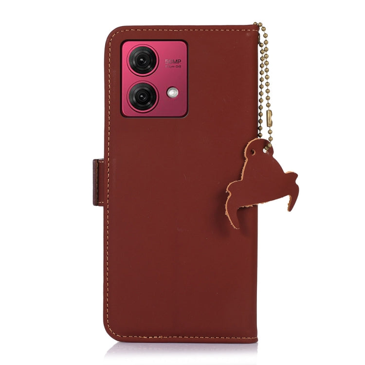 For Motorola Moto G84 5G Genuine Leather Magnetic RFID Leather Phone Case(Coffee) - Motorola Cases by PMC TechLife | Online Shopping South Africa | PMC TechLife | Buy Now Pay Later Mobicred