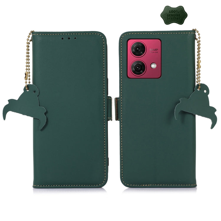 For Motorola Moto G84 5G Genuine Leather Magnetic RFID Leather Phone Case(Green) - Motorola Cases by PMC TechLife | Online Shopping South Africa | PMC TechLife | Buy Now Pay Later Mobicred