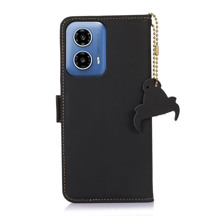 For Motorola Moto G34 Genuine Leather Magnetic RFID Leather Phone Case(Black) - Motorola Cases by PMC TechLife | Online Shopping South Africa | PMC TechLife | Buy Now Pay Later Mobicred