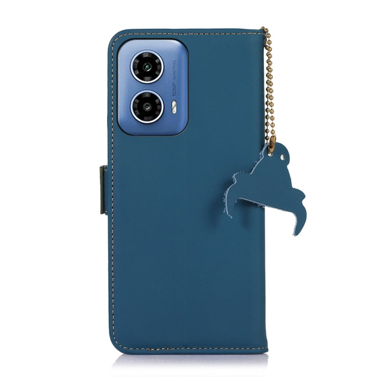 For Motorola Moto G34 Genuine Leather Magnetic RFID Leather Phone Case(Blue) - Motorola Cases by PMC TechLife | Online Shopping South Africa | PMC TechLife | Buy Now Pay Later Mobicred