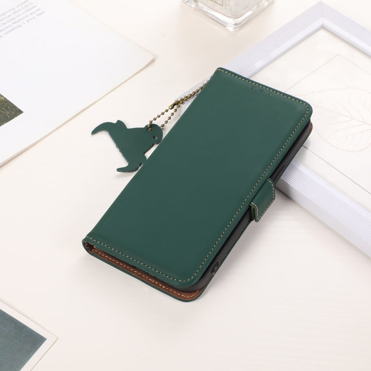 For Motorola Moto G34 Genuine Leather Magnetic RFID Leather Phone Case(Green) - Motorola Cases by PMC TechLife | Online Shopping South Africa | PMC TechLife | Buy Now Pay Later Mobicred