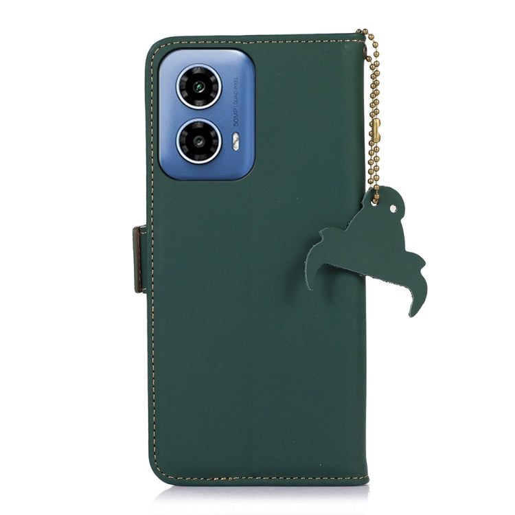 For Motorola Moto G34 Genuine Leather Magnetic RFID Leather Phone Case(Green) - Motorola Cases by PMC TechLife | Online Shopping South Africa | PMC TechLife | Buy Now Pay Later Mobicred