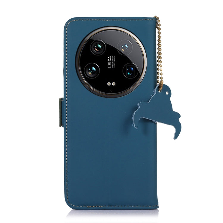 For Motorola Moto G24 / G04 Genuine Leather Magnetic RFID Leather Phone Case(Blue) - Motorola Cases by PMC TechLife | Online Shopping South Africa | PMC TechLife | Buy Now Pay Later Mobicred