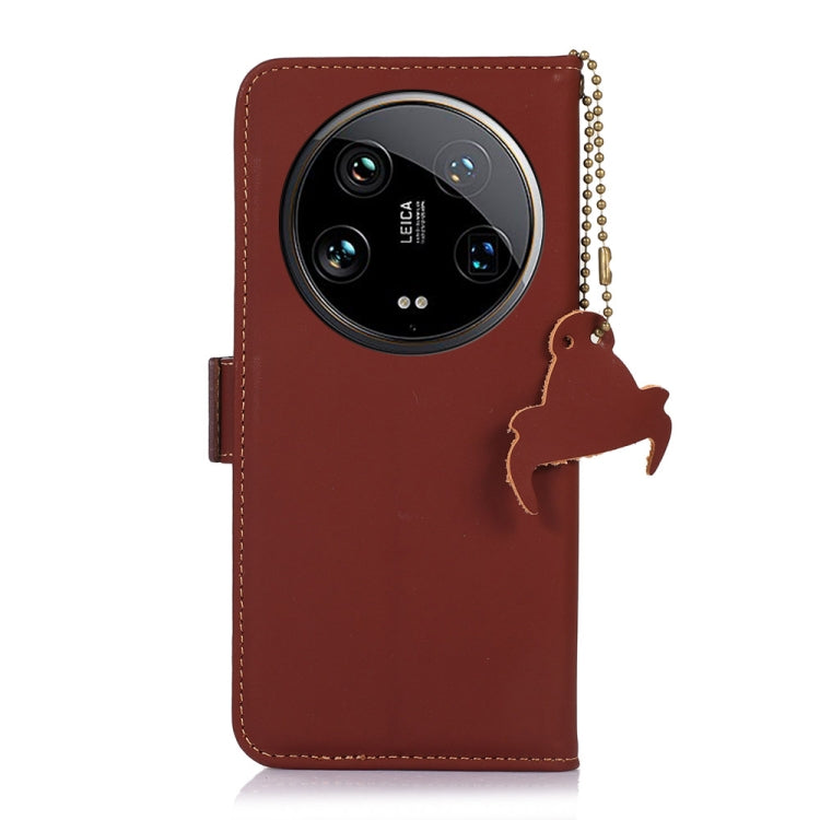 For Motorola Moto G24 / G04 Genuine Leather Magnetic RFID Leather Phone Case(Coffee) - Motorola Cases by PMC TechLife | Online Shopping South Africa | PMC TechLife | Buy Now Pay Later Mobicred