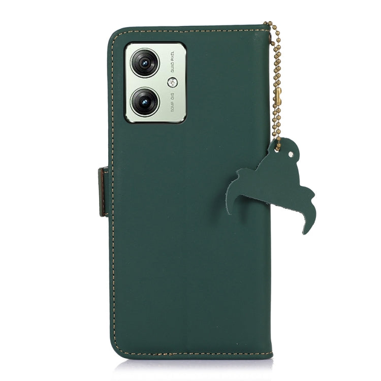For Motorola Moto G64 5G Genuine Leather Magnetic RFID Leather Phone Case(Green) - Motorola Cases by PMC TechLife | Online Shopping South Africa | PMC TechLife | Buy Now Pay Later Mobicred