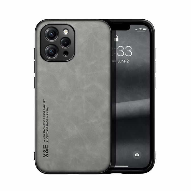 For Xiaomi Redmi 12 4G Skin Feel Magnetic Leather Back Phone Case(Light Grey) - Xiaomi Cases by PMC TechLife | Online Shopping South Africa | PMC TechLife | Buy Now Pay Later Mobicred