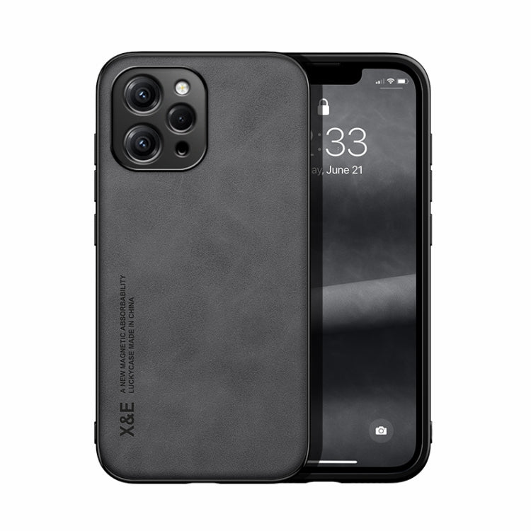 For Xiaomi Redmi 12 4G Skin Feel Magnetic Leather Back Phone Case(Dark Grey) - Xiaomi Cases by PMC TechLife | Online Shopping South Africa | PMC TechLife | Buy Now Pay Later Mobicred