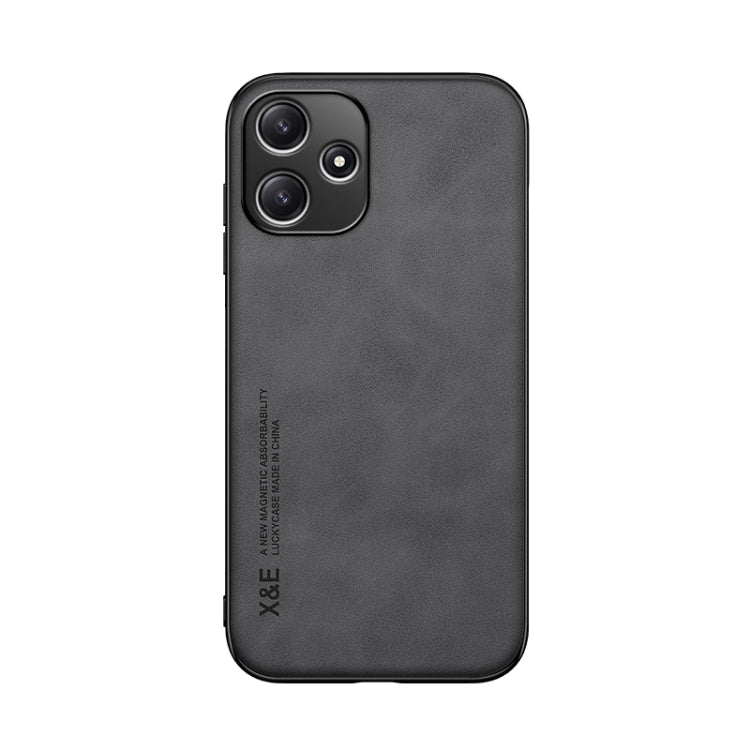 For Xiaomi Redmi 12 5G Skin Feel Magnetic Leather Back Phone Case(Dark Grey) - Xiaomi Cases by PMC TechLife | Online Shopping South Africa | PMC TechLife | Buy Now Pay Later Mobicred