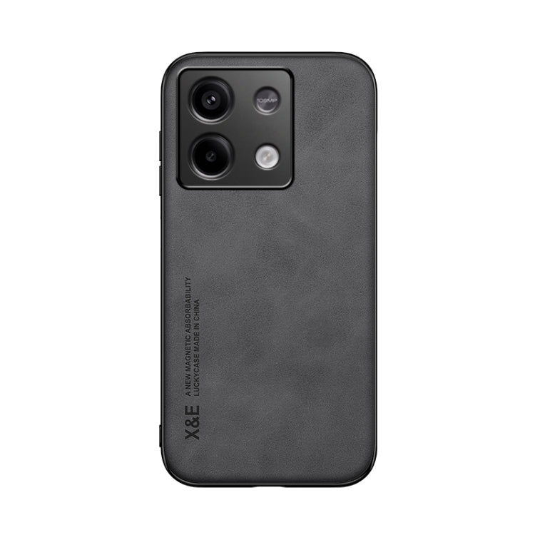 For Xiaomi Redmi Note 13 5G Skin Feel Magnetic Leather Back Phone Case(Dark Grey) - Note 13 Cases by PMC TechLife | Online Shopping South Africa | PMC TechLife