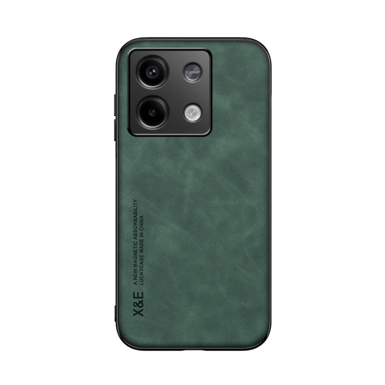For Xiaomi Redmi Note 13 5G Skin Feel Magnetic Leather Back Phone Case(Green) - Note 13 Cases by PMC TechLife | Online Shopping South Africa | PMC TechLife | Buy Now Pay Later Mobicred