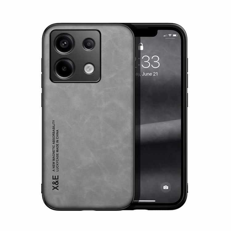For Xiaomi Redmi Note 13 Pro 5G Skin Feel Magnetic Leather Back Phone Case(Light Grey) - Note 13 Pro Cases by PMC TechLife | Online Shopping South Africa | PMC TechLife | Buy Now Pay Later Mobicred