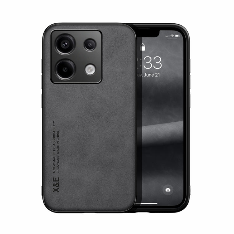 For Xiaomi Redmi Note 13 Pro 5G Skin Feel Magnetic Leather Back Phone Case(Dark Grey) - Note 13 Pro Cases by PMC TechLife | Online Shopping South Africa | PMC TechLife | Buy Now Pay Later Mobicred