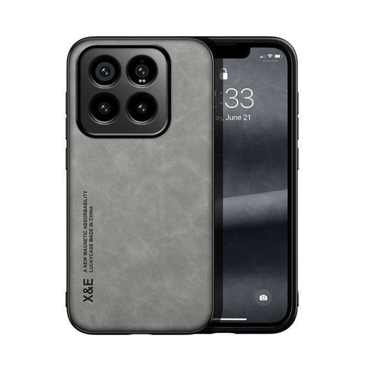 For Xiaomi 14 Pro Skin Feel Magnetic Leather Back Phone Case(Light Grey) - 14 Pro Cases by PMC TechLife | Online Shopping South Africa | PMC TechLife | Buy Now Pay Later Mobicred