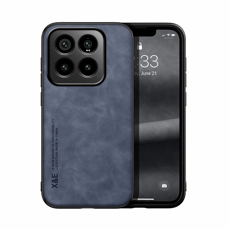 For Xiaomi 14 Pro Skin Feel Magnetic Leather Back Phone Case(Blue) - 14 Pro Cases by PMC TechLife | Online Shopping South Africa | PMC TechLife | Buy Now Pay Later Mobicred