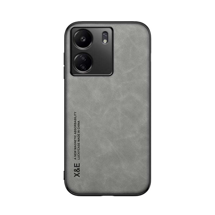For Xiaomi Redmi 13C Skin Feel Magnetic Leather Back Phone Case(Light Grey) - 13C Cases by PMC TechLife | Online Shopping South Africa | PMC TechLife | Buy Now Pay Later Mobicred
