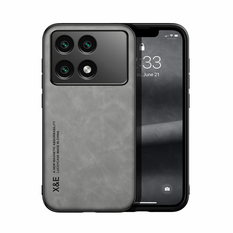 For Xiaomi Redmi K70 Skin Feel Magnetic Leather Back Phone Case(Light Grey) - K70 Cases by PMC TechLife | Online Shopping South Africa | PMC TechLife | Buy Now Pay Later Mobicred