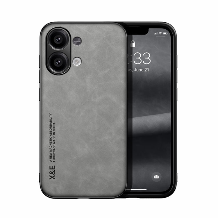 For Xiaomi Redmi Note 13 4G Skin Feel Magnetic Leather Back Phone Case(Light Grey) - Note 13 Cases by PMC TechLife | Online Shopping South Africa | PMC TechLife | Buy Now Pay Later Mobicred