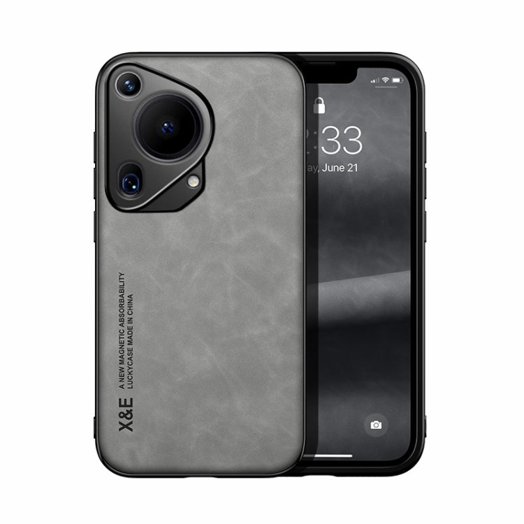 For Huawei Pura 70 Ultra Skin Feel Magnetic Leather Back Phone Case(Light Grey) - Huawei Cases by PMC TechLife | Online Shopping South Africa | PMC TechLife | Buy Now Pay Later Mobicred