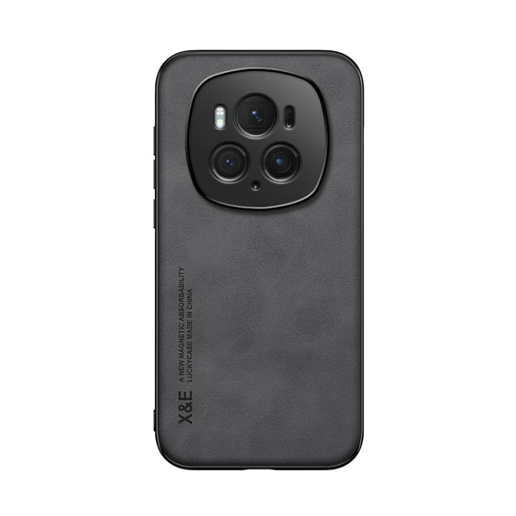 For Honor Magic6 Pro Skin Feel Magnetic Leather Back Phone Case(Dark Grey) - Honor Cases by PMC TechLife | Online Shopping South Africa | PMC TechLife