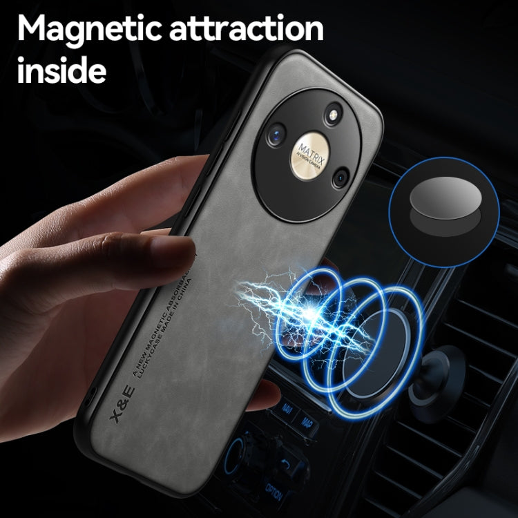 For Honor X9b Skin Feel Magnetic Leather Back Phone Case(Dark Grey) - Honor Cases by PMC TechLife | Online Shopping South Africa | PMC TechLife
