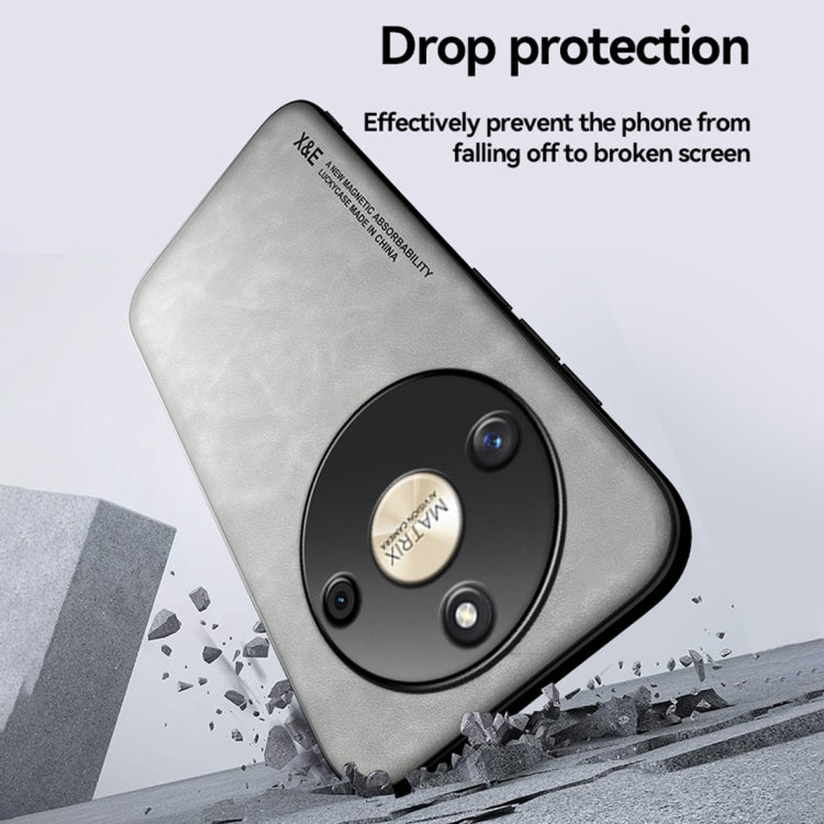 For Honor Magic6 Pro Skin Feel Magnetic Leather Back Phone Case(Dark Grey) - Honor Cases by PMC TechLife | Online Shopping South Africa | PMC TechLife