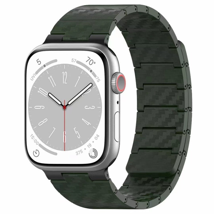 For Apple Watch SE 2023 44mm Carbon Fiber Magnetic Loop Watch Band(Official Green) - Watch Bands by PMC TechLife | Online Shopping South Africa | PMC TechLife