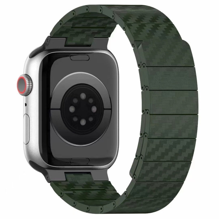 For Apple Watch SE 2023 44mm Carbon Fiber Magnetic Loop Watch Band(Official Green) - Watch Bands by PMC TechLife | Online Shopping South Africa | PMC TechLife