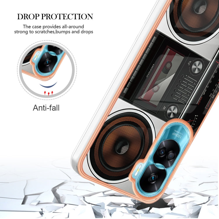 For Honor 90 Lite 5G Electroplating Marble Dual-side IMD Phone Case(Retro Radio) - Honor Cases by PMC TechLife | Online Shopping South Africa | PMC TechLife | Buy Now Pay Later Mobicred