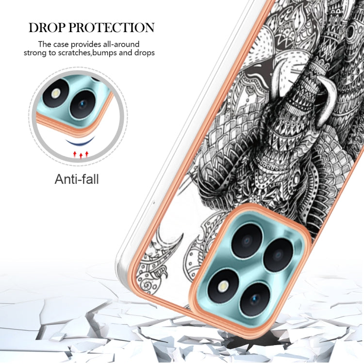 For Honor X6a Electroplating Marble Dual-side IMD Phone Case(Totem Elephant) - Honor Cases by PMC TechLife | Online Shopping South Africa | PMC TechLife | Buy Now Pay Later Mobicred