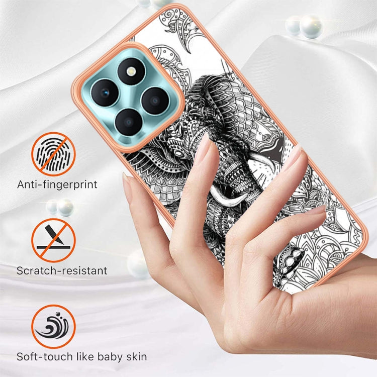 For Honor X6a Electroplating Marble Dual-side IMD Phone Case(Totem Elephant) - Honor Cases by PMC TechLife | Online Shopping South Africa | PMC TechLife | Buy Now Pay Later Mobicred