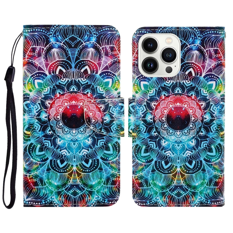 For iPhone 16 Pro 3D Colored Drawing Flip Leather Phone Case(Mandala) - iPhone 16 Pro Cases by PMC TechLife | Online Shopping South Africa | PMC TechLife | Buy Now Pay Later Mobicred