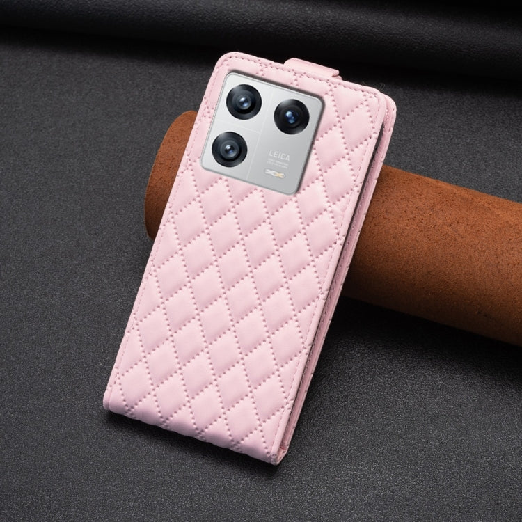 For Xiaomi 13 Diamond Lattice Vertical Flip Leather Phone Case(Pink) - 13 Cases by PMC TechLife | Online Shopping South Africa | PMC TechLife | Buy Now Pay Later Mobicred