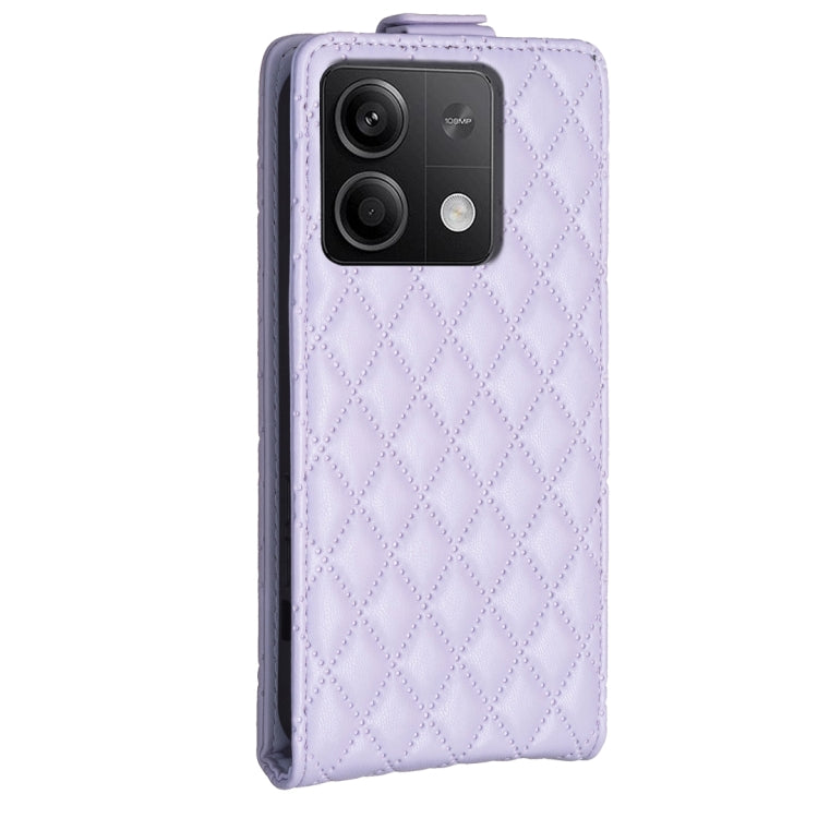 For Xiaomi Redmi Note 13 4G Global Diamond Lattice Vertical Flip Leather Phone Case(Purple) - Note 13 Cases by PMC TechLife | Online Shopping South Africa | PMC TechLife | Buy Now Pay Later Mobicred