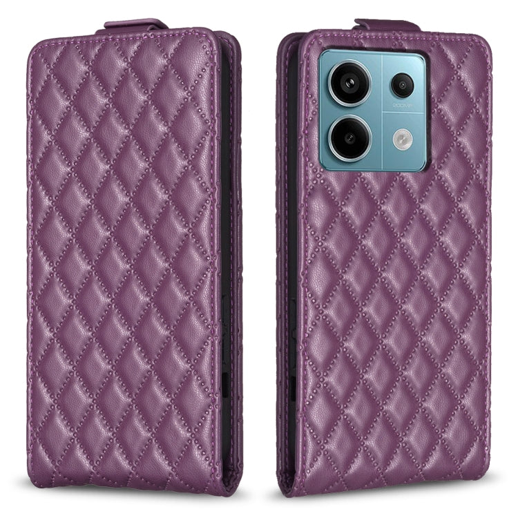 For Xiaomi Redmi Note 13 Pro 4G Global Diamond Lattice Vertical Flip Leather Phone Case(Dark Purple) - Note 13 Pro Cases by PMC TechLife | Online Shopping South Africa | PMC TechLife | Buy Now Pay Later Mobicred