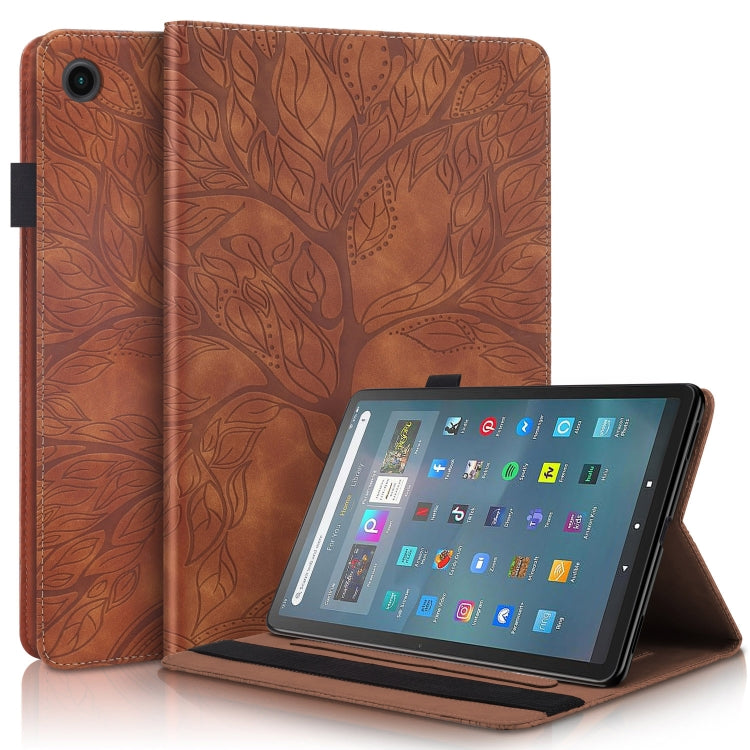 For Amazon Fire Max 11 Life Tree Series Horizontal Flip Leather Tablet Case(Brown) - Amazon by PMC TechLife | Online Shopping South Africa | PMC TechLife | Buy Now Pay Later Mobicred