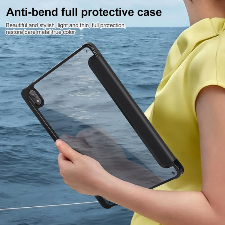 For Huawei MatePad Air 11.5 inch 3-Fold Clear Acrylic Leather Tablet Case(Black) - Huawei by PMC TechLife | Online Shopping South Africa | PMC TechLife | Buy Now Pay Later Mobicred