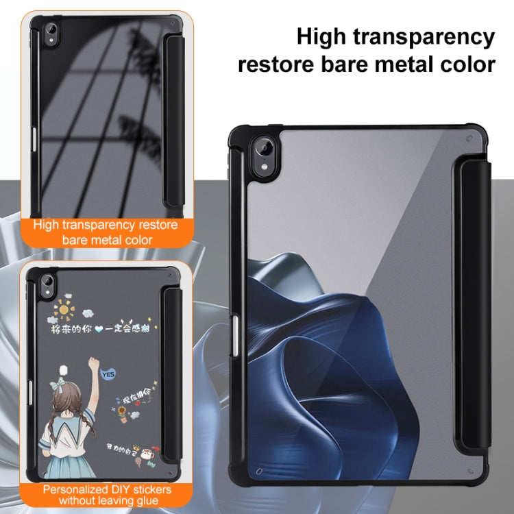 For Huawei MatePad Air 11.5 inch 3-Fold Clear Acrylic Leather Tablet Case(Black) - Huawei by PMC TechLife | Online Shopping South Africa | PMC TechLife | Buy Now Pay Later Mobicred