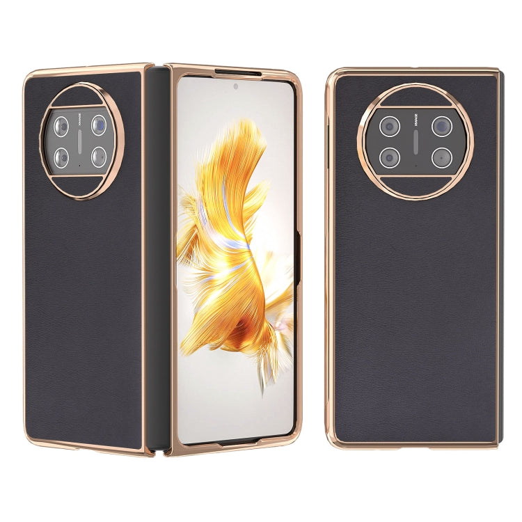 For Huawei Mate X3 Electroplating Haze Texture PU Phone Case(Black) - Huawei Cases by PMC TechLife | Online Shopping South Africa | PMC TechLife