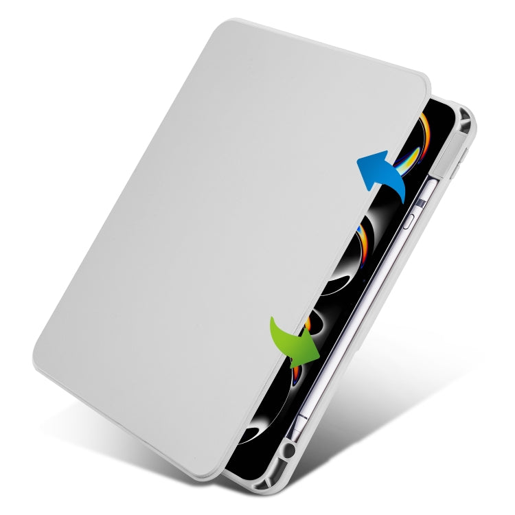 For iPad Pro 11 2024 Acrylic 360 Rotation Detachable Leather Tablet Case(Grey) - iPad Pro 11 2024 Cases by PMC TechLife | Online Shopping South Africa | PMC TechLife | Buy Now Pay Later Mobicred