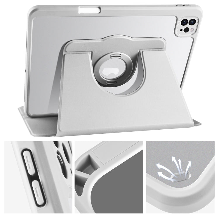 For iPad Pro 11 2024 Acrylic 360 Rotation Detachable Leather Tablet Case(Grey) - iPad Pro 11 2024 Cases by PMC TechLife | Online Shopping South Africa | PMC TechLife | Buy Now Pay Later Mobicred
