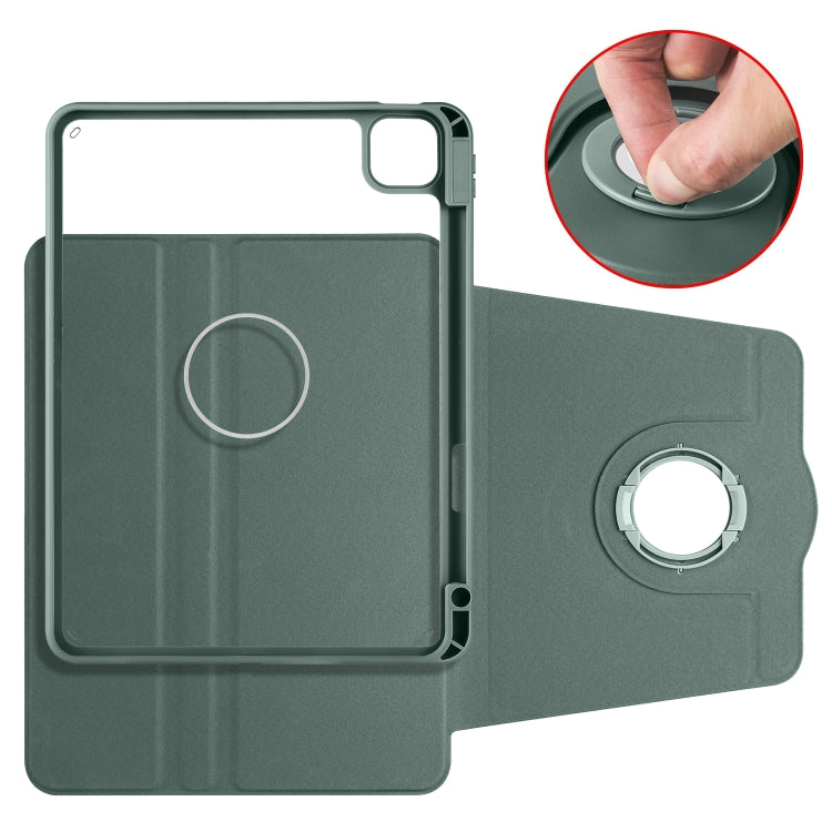 For iPad Pro 11 2024 Acrylic 360 Rotation Detachable Leather Tablet Case(Deep Green) - iPad Pro 11 2024 Cases by PMC TechLife | Online Shopping South Africa | PMC TechLife | Buy Now Pay Later Mobicred