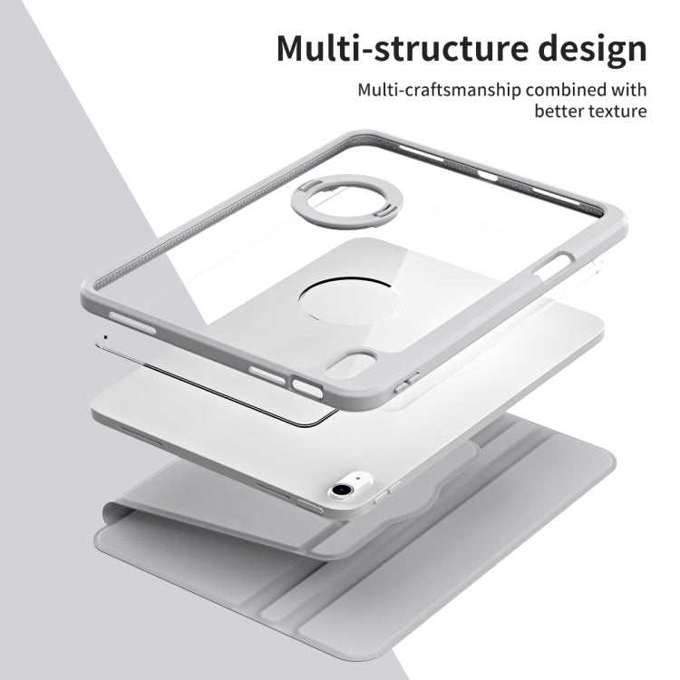 For iPad Air 13 2024 Acrylic 360 Rotation Detachable Leather Tablet Case(Grey) - iPad Air 13 2024 Cases by PMC TechLife | Online Shopping South Africa | PMC TechLife | Buy Now Pay Later Mobicred