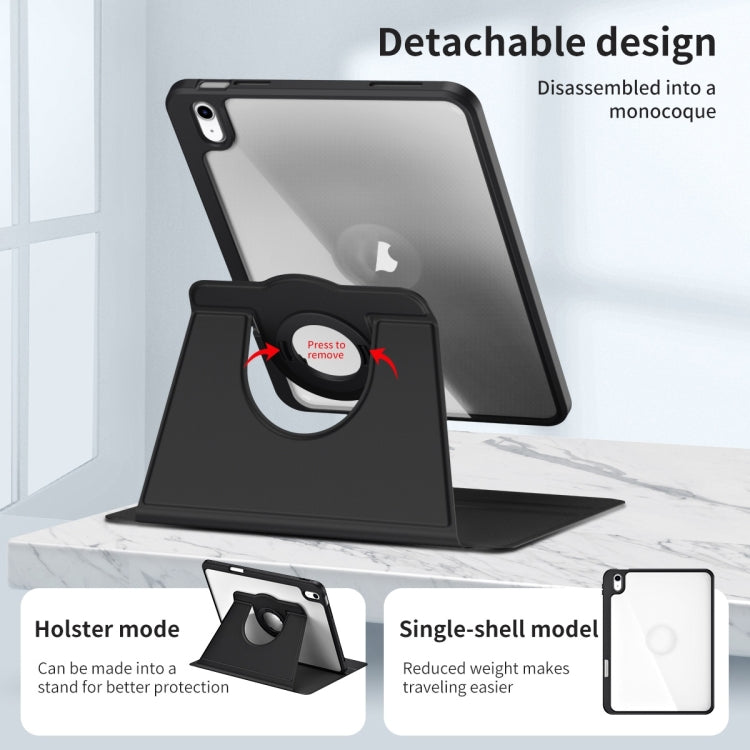 For iPad Air 11 2025 / 2024 Acrylic 360 Rotation Detachable Leather Tablet Case(Black) - iPad Air 11 2025 / 2024 Cases by PMC TechLife | Online Shopping South Africa | PMC TechLife | Buy Now Pay Later Mobicred