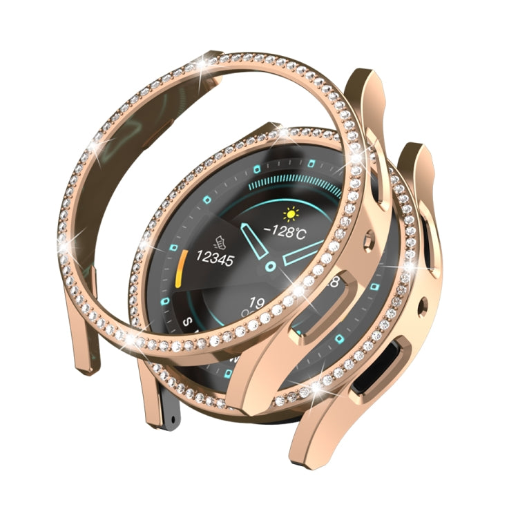 For Samsung Galaxy Watch 6 44mm Diamond Hollow PC Watch Protective Case(Rose Gold) - Watch Cases by PMC TechLife | Online Shopping South Africa | PMC TechLife