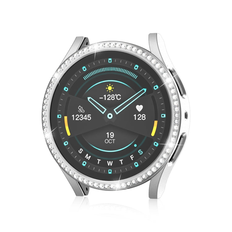 For Samsung Galaxy Watch 6 44mm Diamond Hollow PC Watch Protective Case(Silver) - Watch Cases by PMC TechLife | Online Shopping South Africa | PMC TechLife
