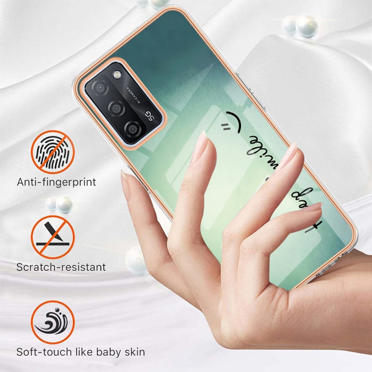 For OPPO A55 5G / A53s 5G / A54 4G Electroplating Marble Dual-side IMD Phone Case(Smile) - OPPO Cases by PMC TechLife | Online Shopping South Africa | PMC TechLife | Buy Now Pay Later Mobicred
